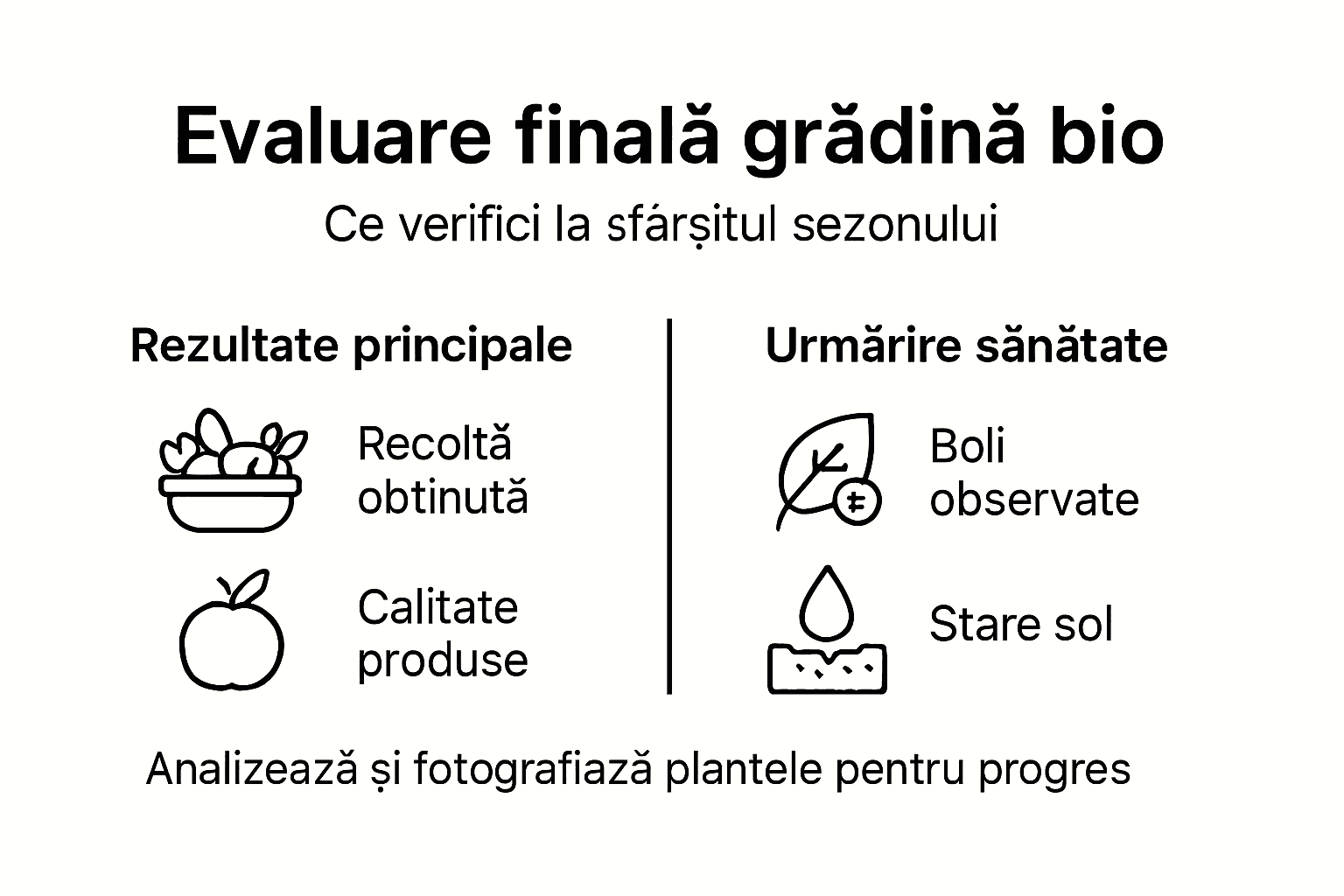 Infografic: evaluarea finală a grădinii ecologice