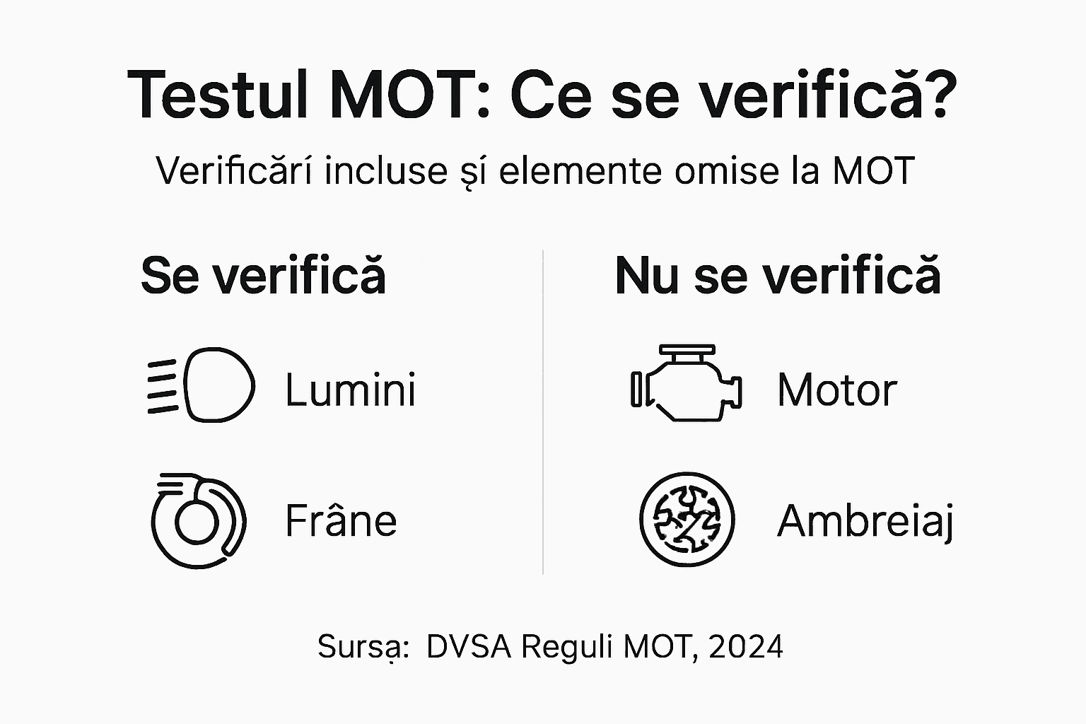 Infografic: ce se verifică și ce nu la inspecția tehnică periodică (ITP)
