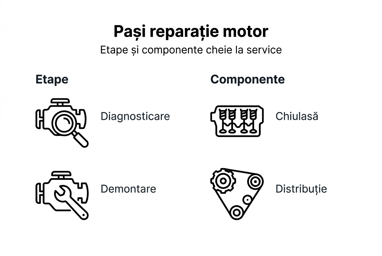 Infografic: etapele esențiale pentru repararea motorului