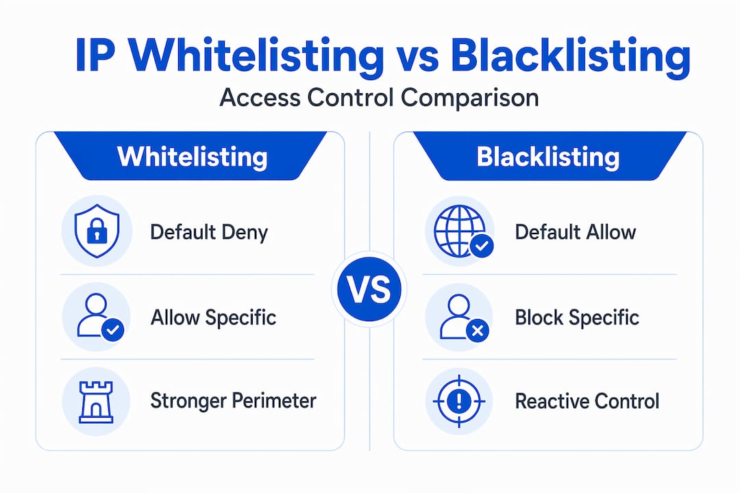 Infographic comparing whitelisting and blacklisting