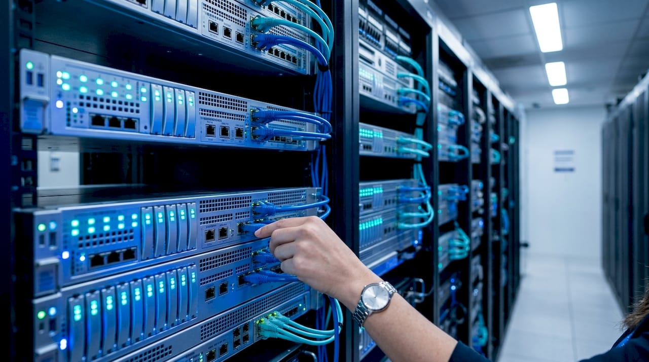Network engineer handling datacenter servers