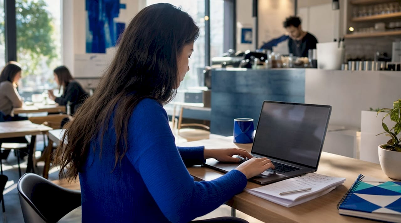 Analyst working with mobile proxies on laptop