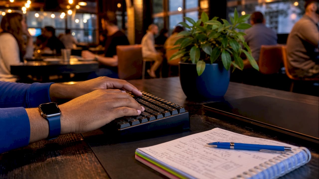 Close-up of hands typing proxy requests