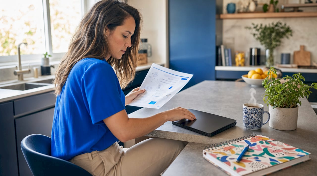 Woman configuring residential proxy in home office