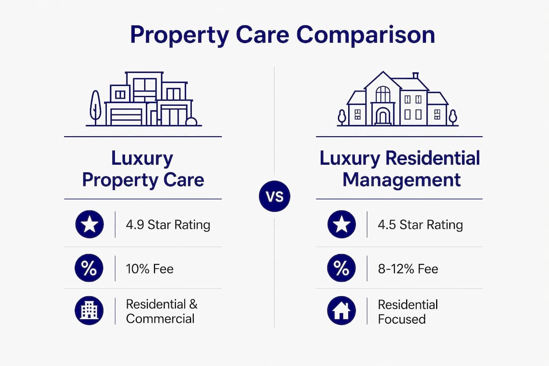 Infographic comparing luxury property care providers