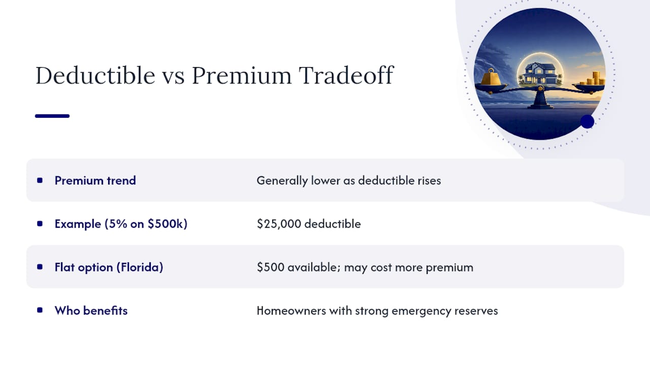 Diagram showing deductible percentage versus premium cost
