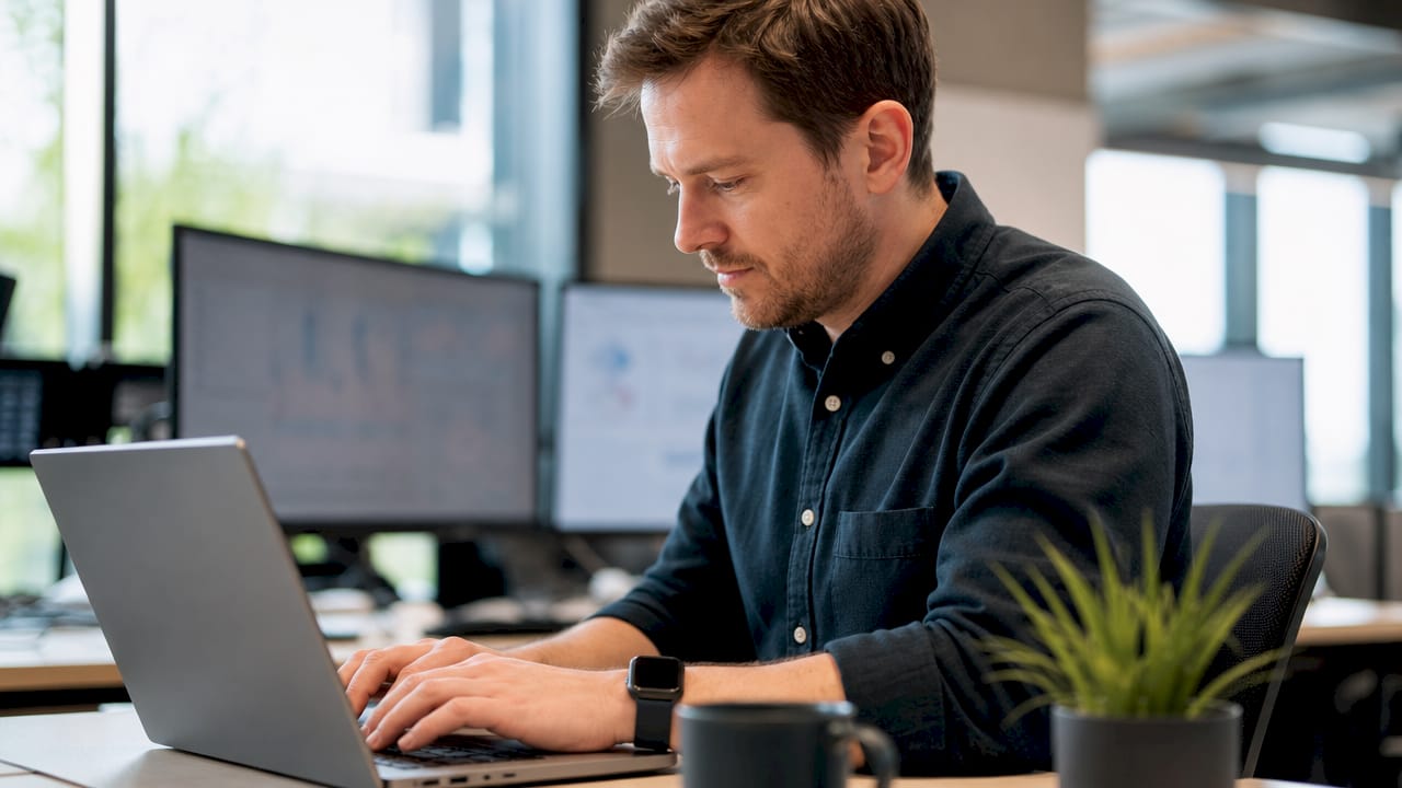 AI engineer adjusting model tuning settings on computers