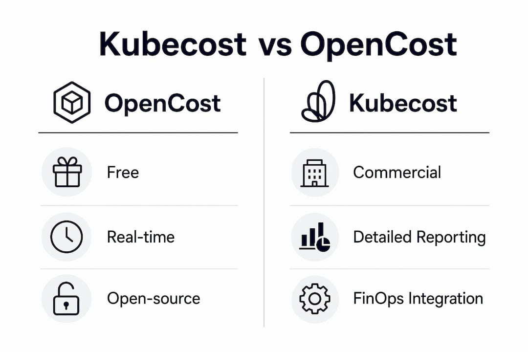Infographic comparing Kubecost and OpenCost features
