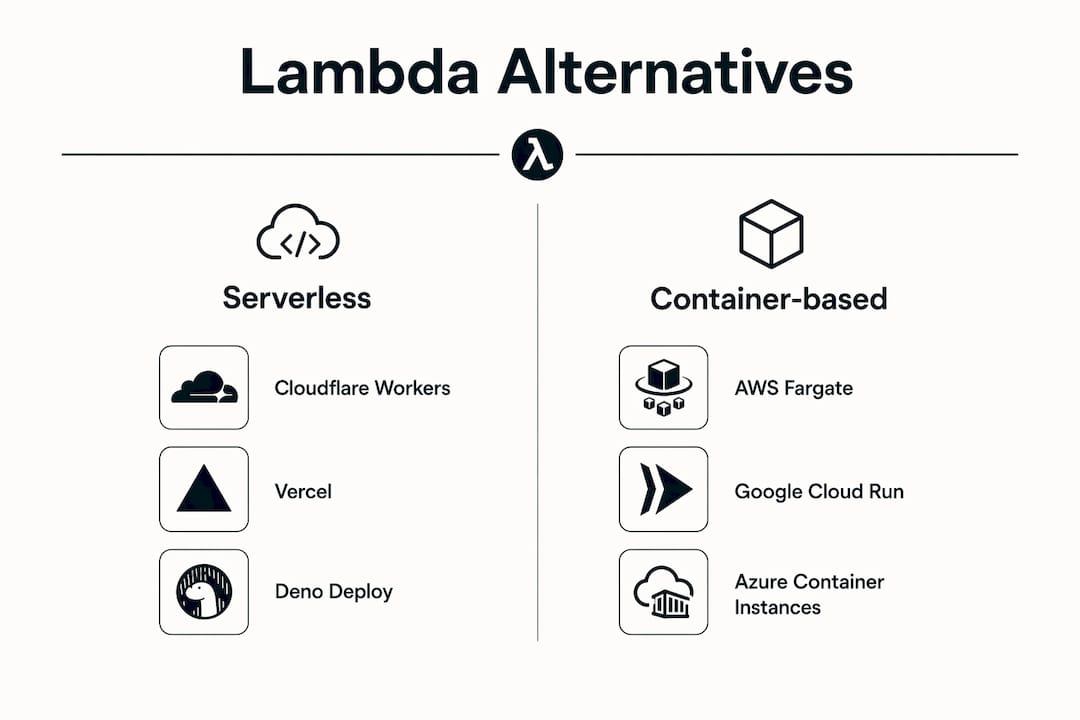 Infographic comparing Lambda serverless and container alternatives