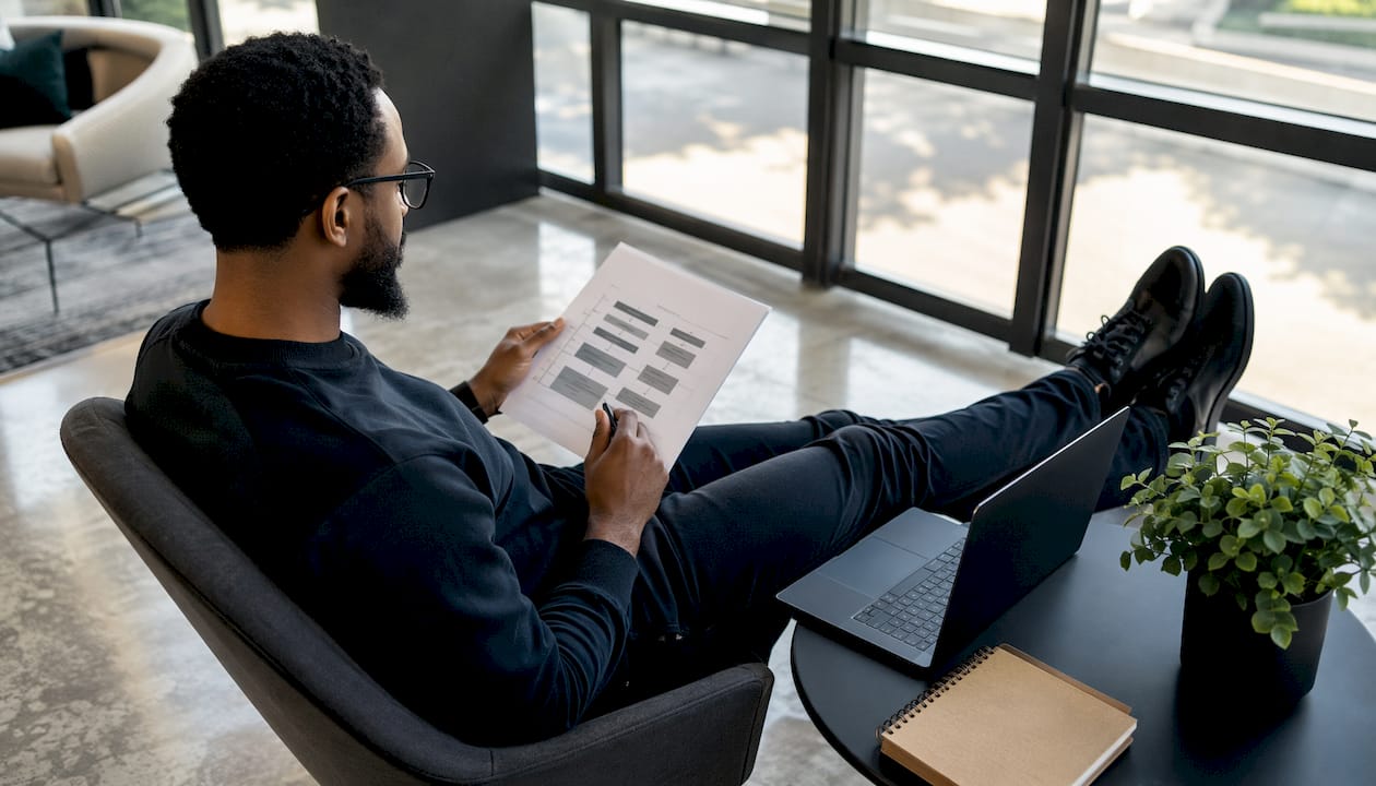 Engineer planning cloud governance phases at home
