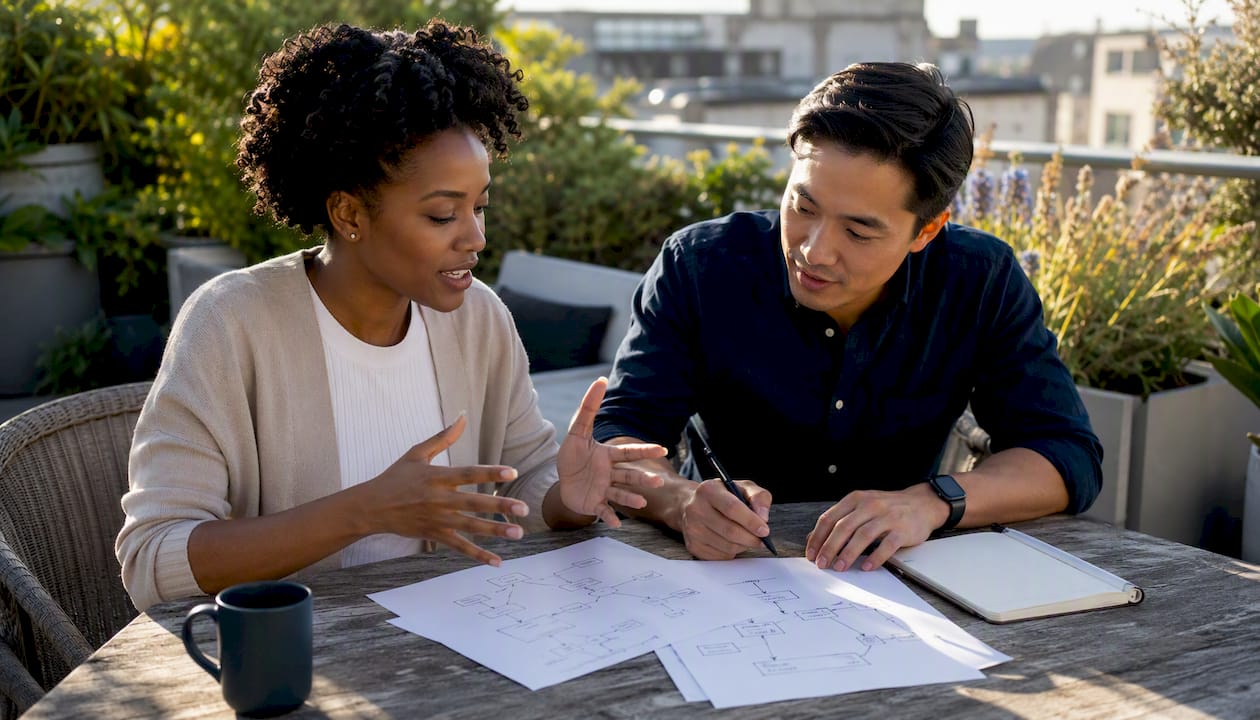 Colleagues discussing AI cost optimization plan