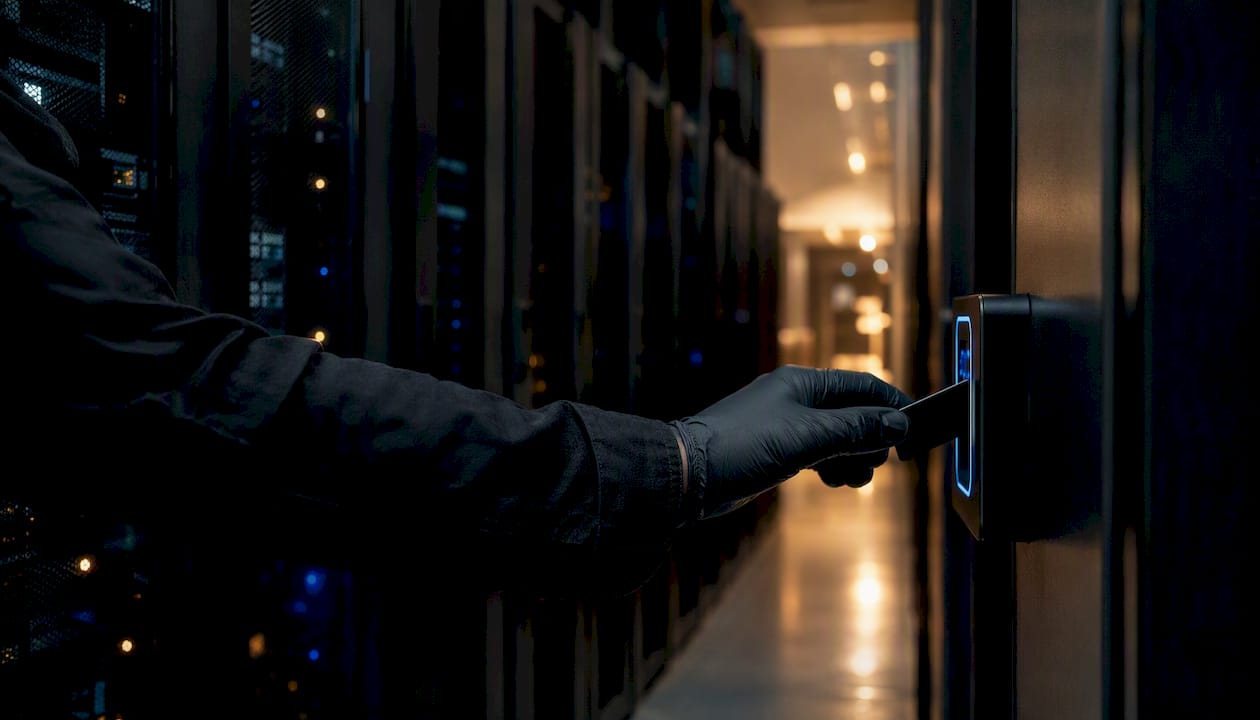 Technician accessing secure cloud data center