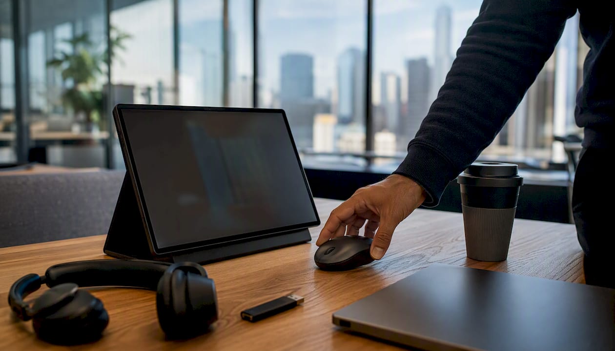Hand configuring governance setup in tech workspace