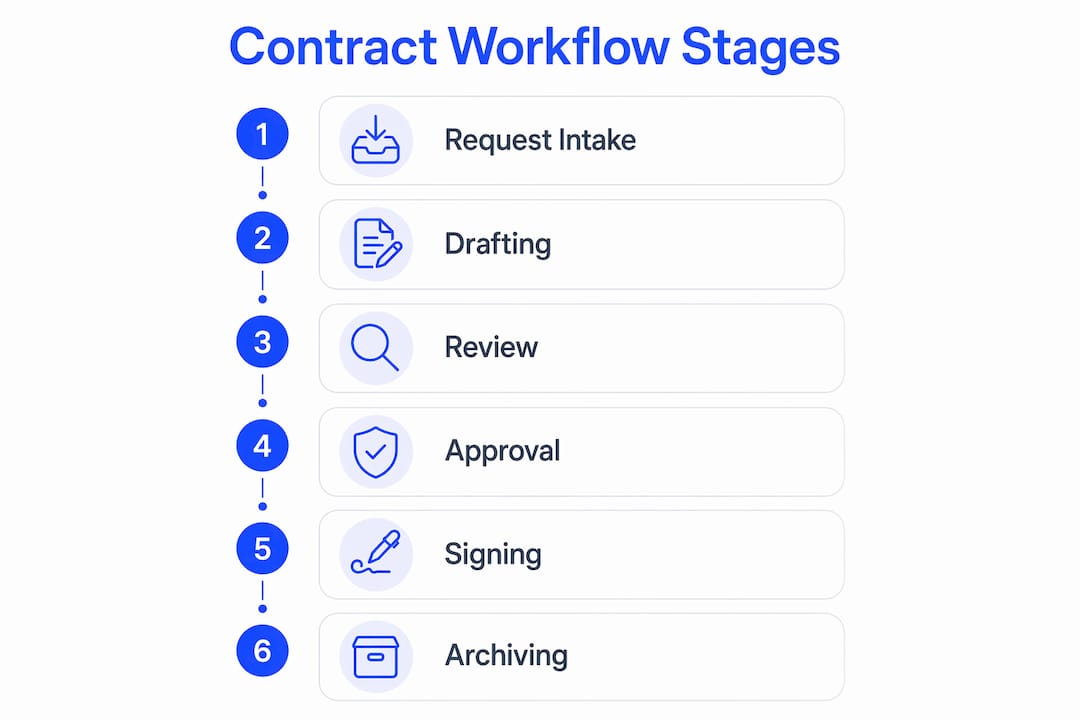 Infographic illustrating contract workflow stages