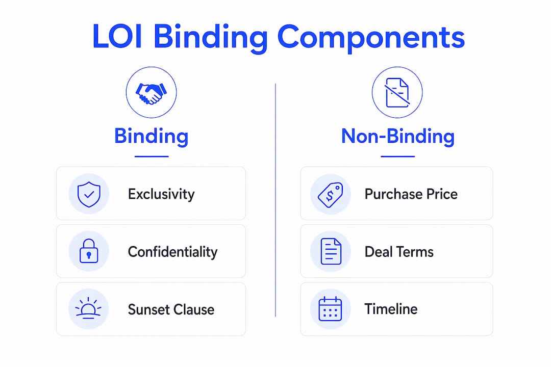 Infographic showing binding and non-binding parts of an LOI