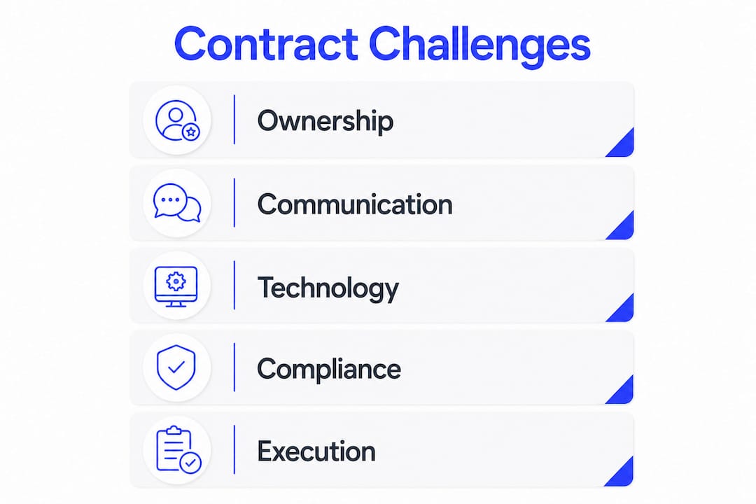 Infographic illustrating key contract management challenges