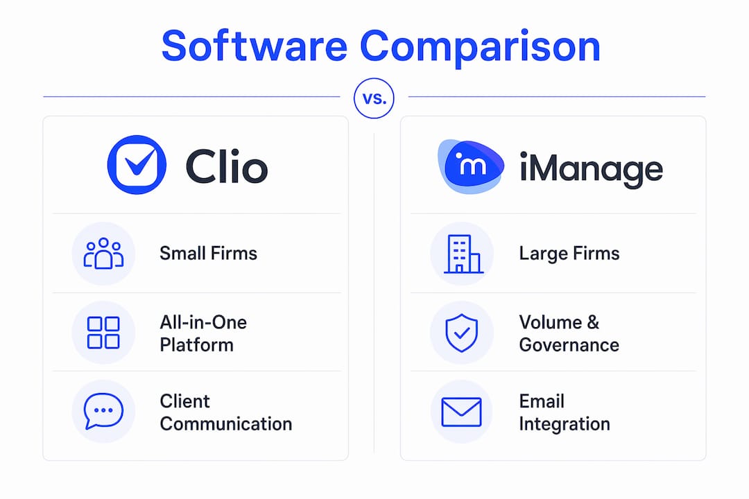 Infographic comparing legal document management software