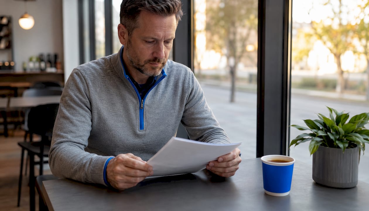 Hands reviewing termination clause in contract