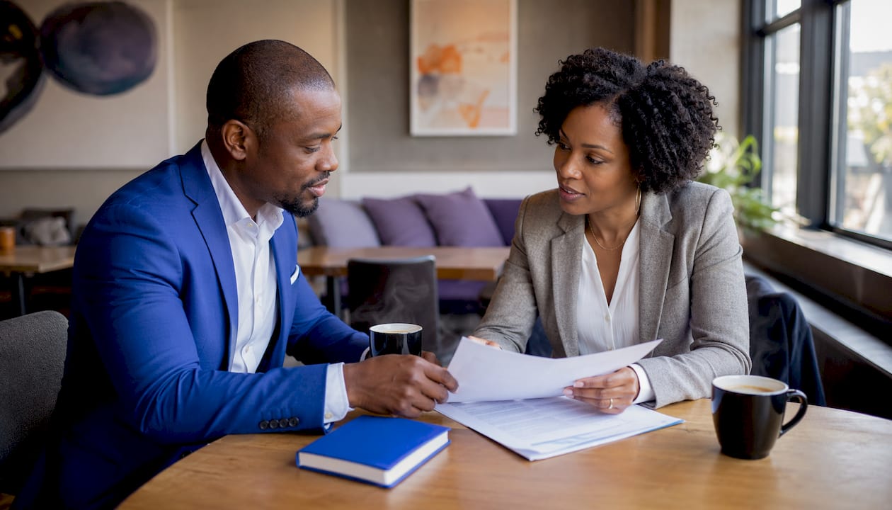 Professionals discussing license grant clause