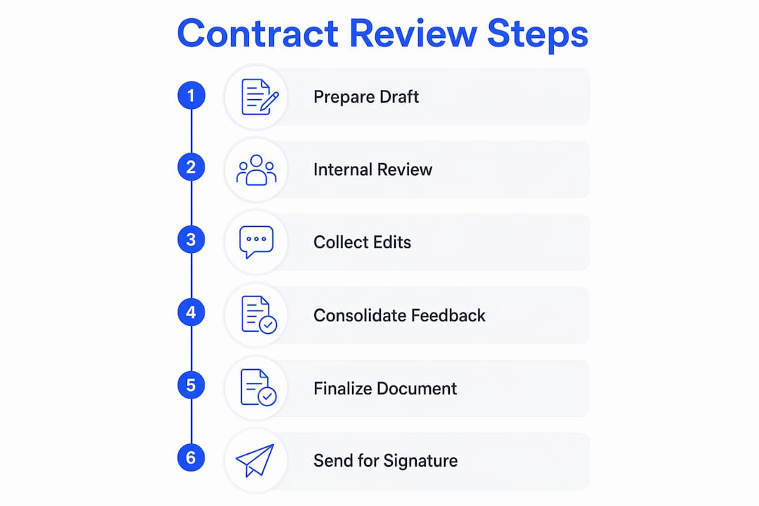 Infographic showing contract review workflow steps