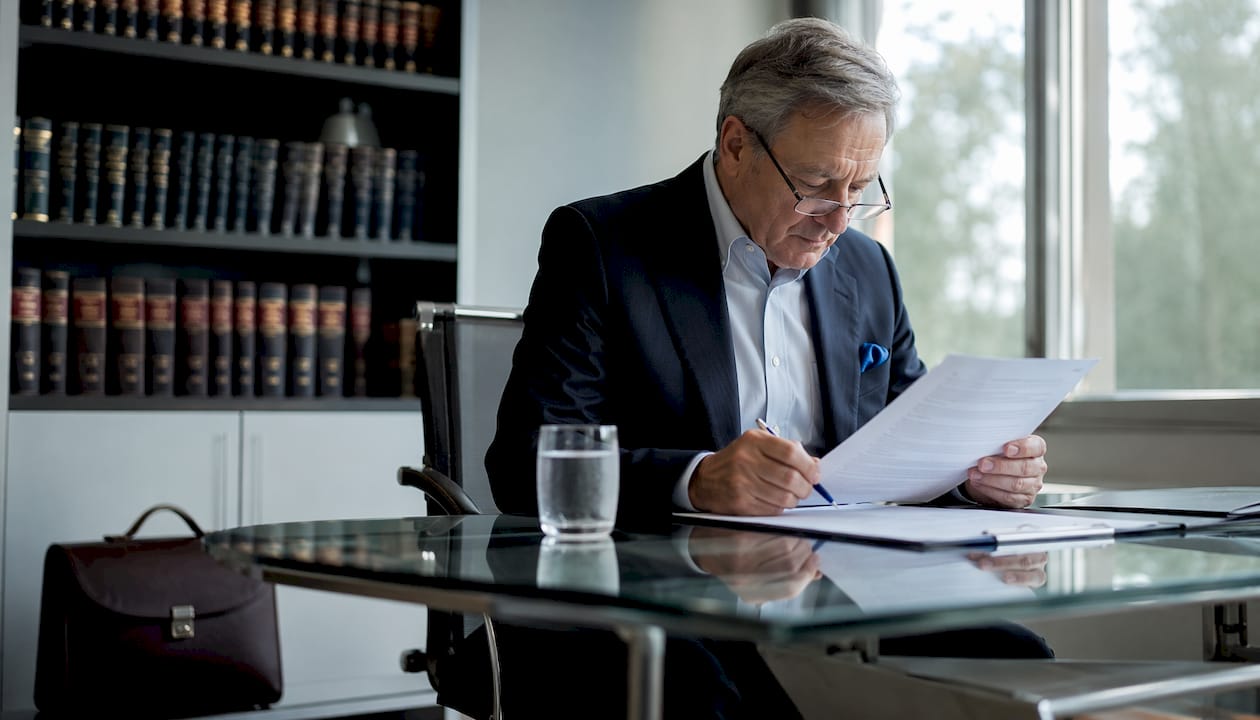 Lawyer reviewing NDA contract clauses