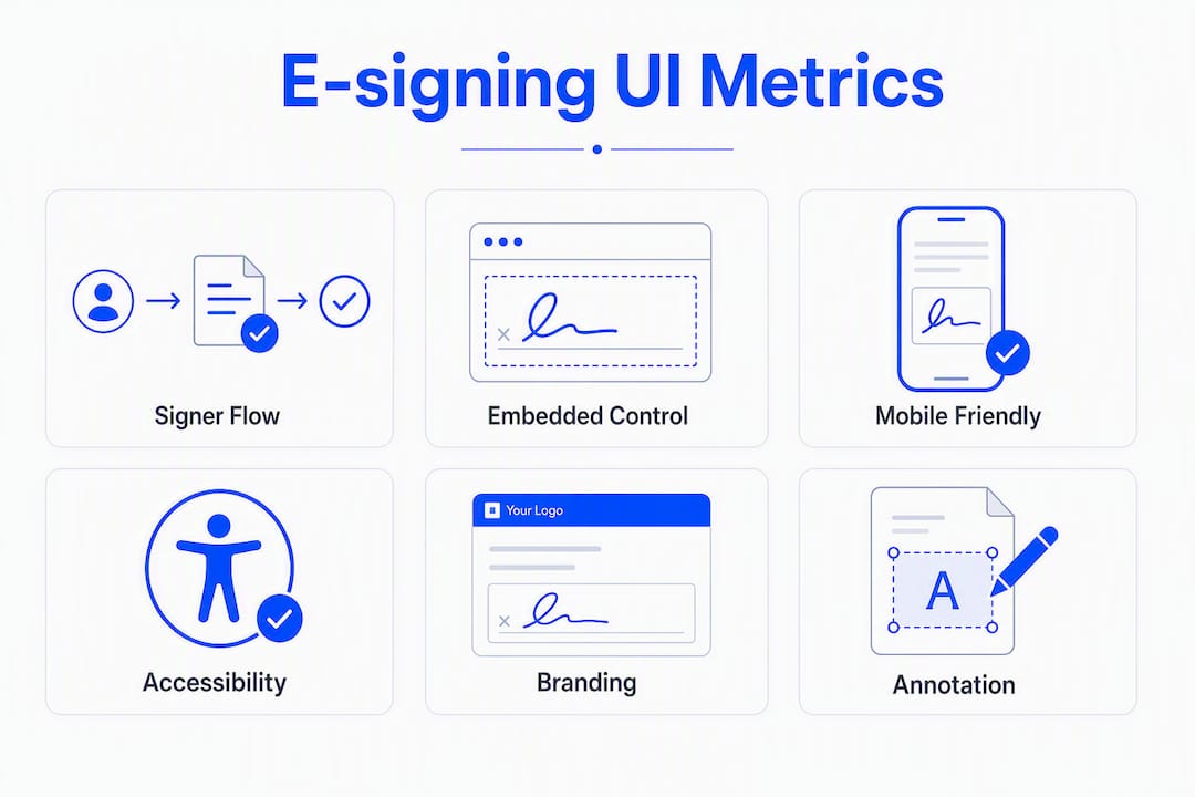 Infographic showing ranked e-signing API UI feature categories
