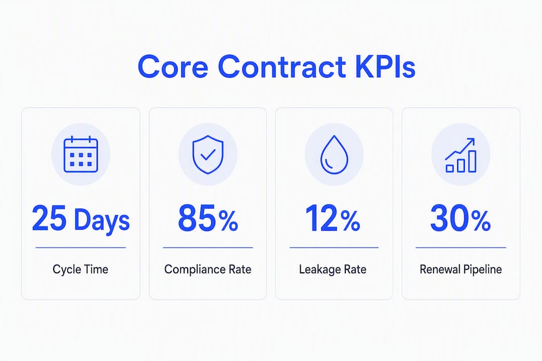 Infographic showing key contract dashboard KPIs