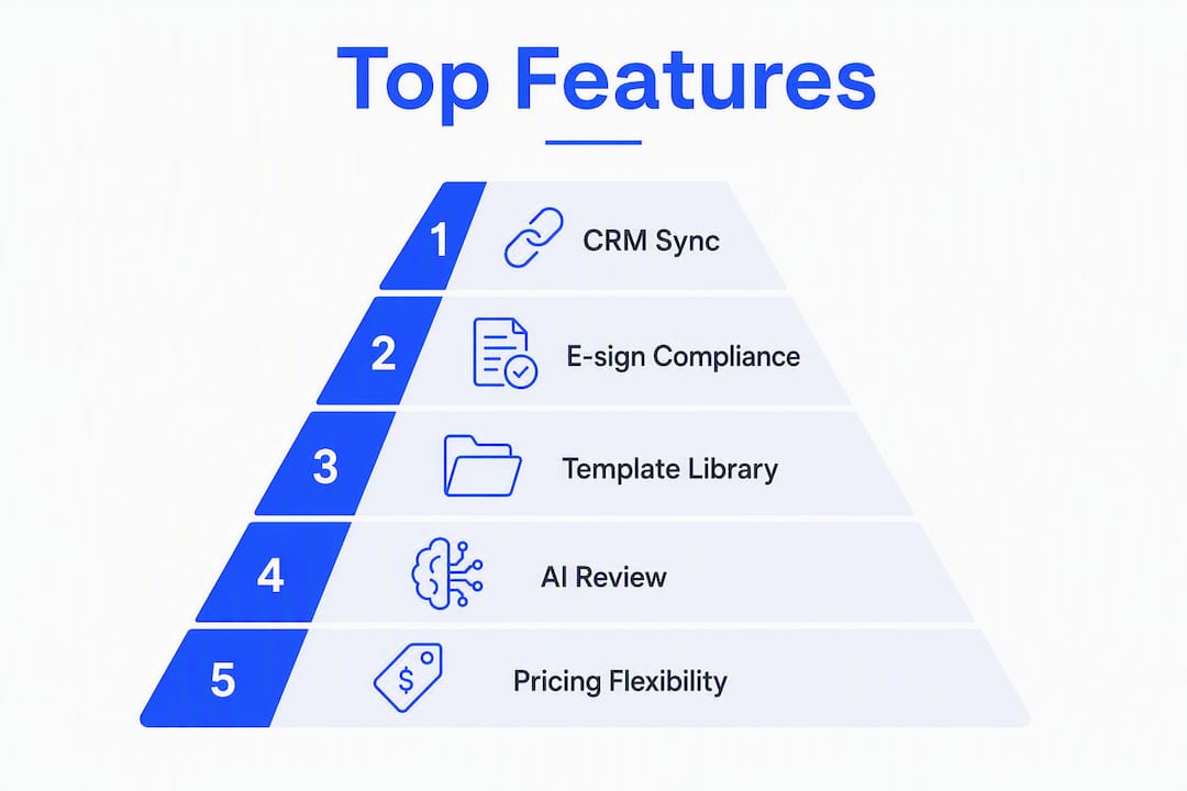 Infographic showing top features of sales contract software