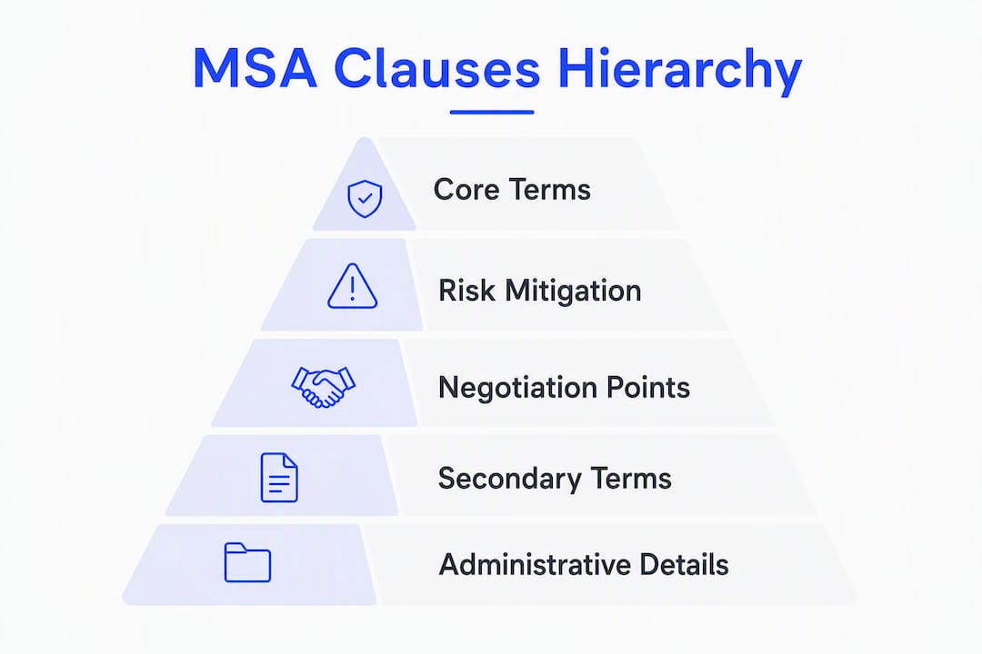 Infographic illustrating MSA clause priority hierarchy