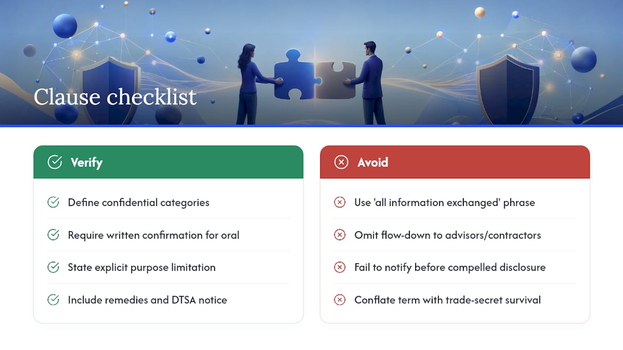 The clause checklist: what to verify before you sign — overview diagram