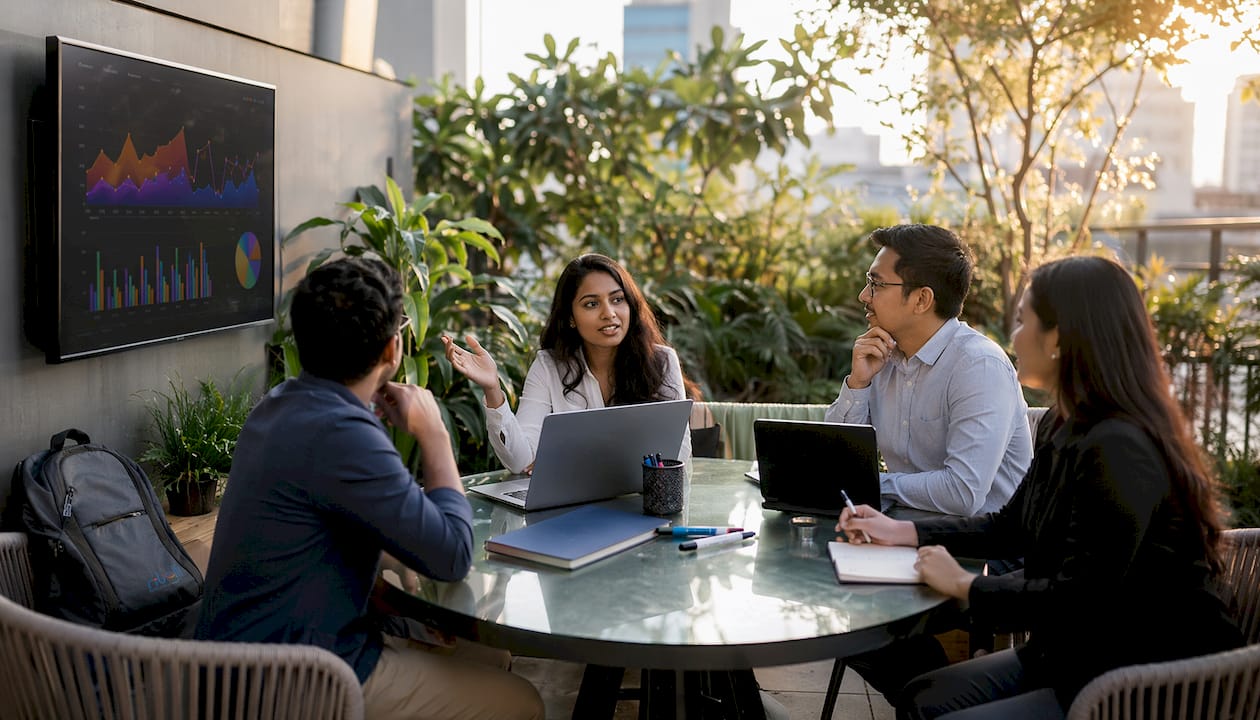 Small team discussing cloud device enrollment
