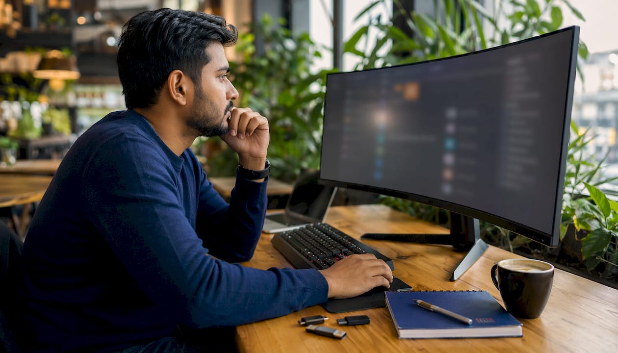 Consultant reviewing cloud service catalog
