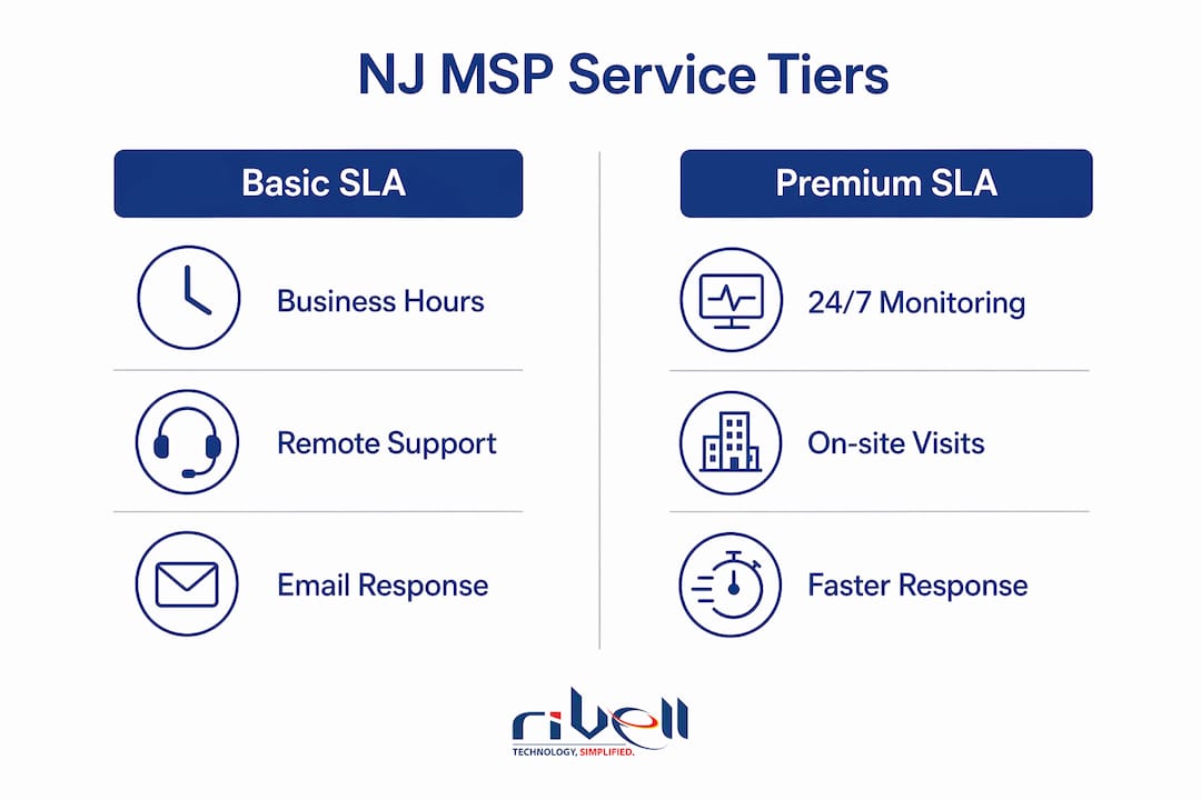 Infographic comparing NJ MSP service tier features