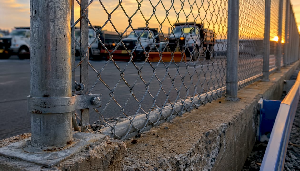 Close-up of durable parking lot fence materials