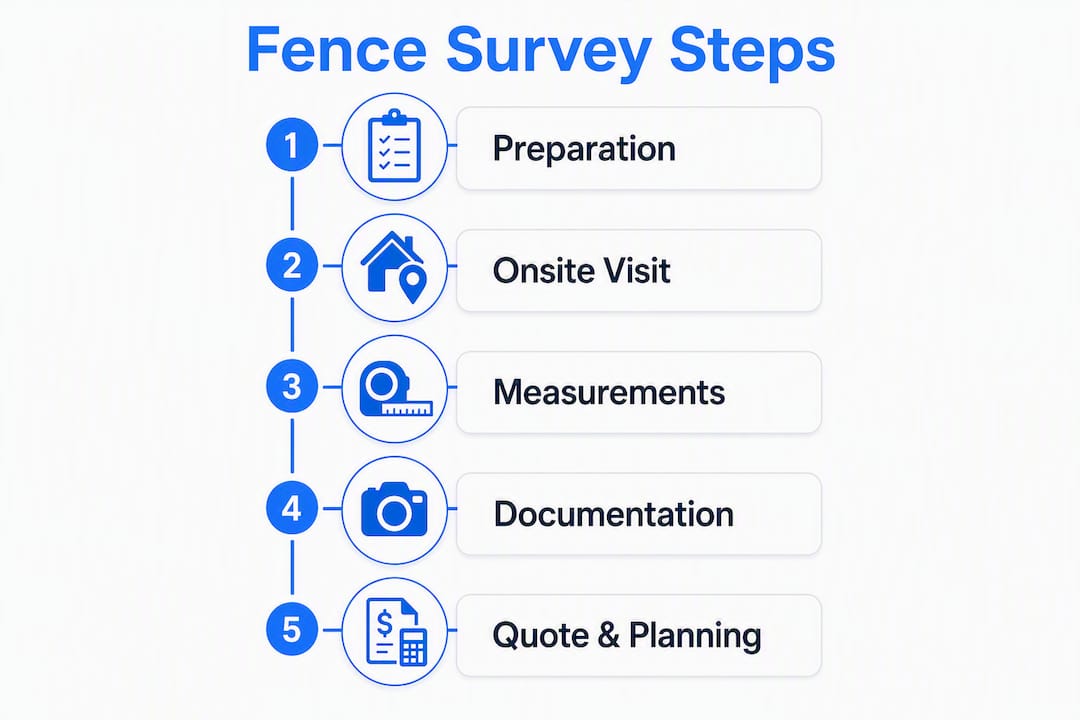 Infographic depicting fence survey steps timeline