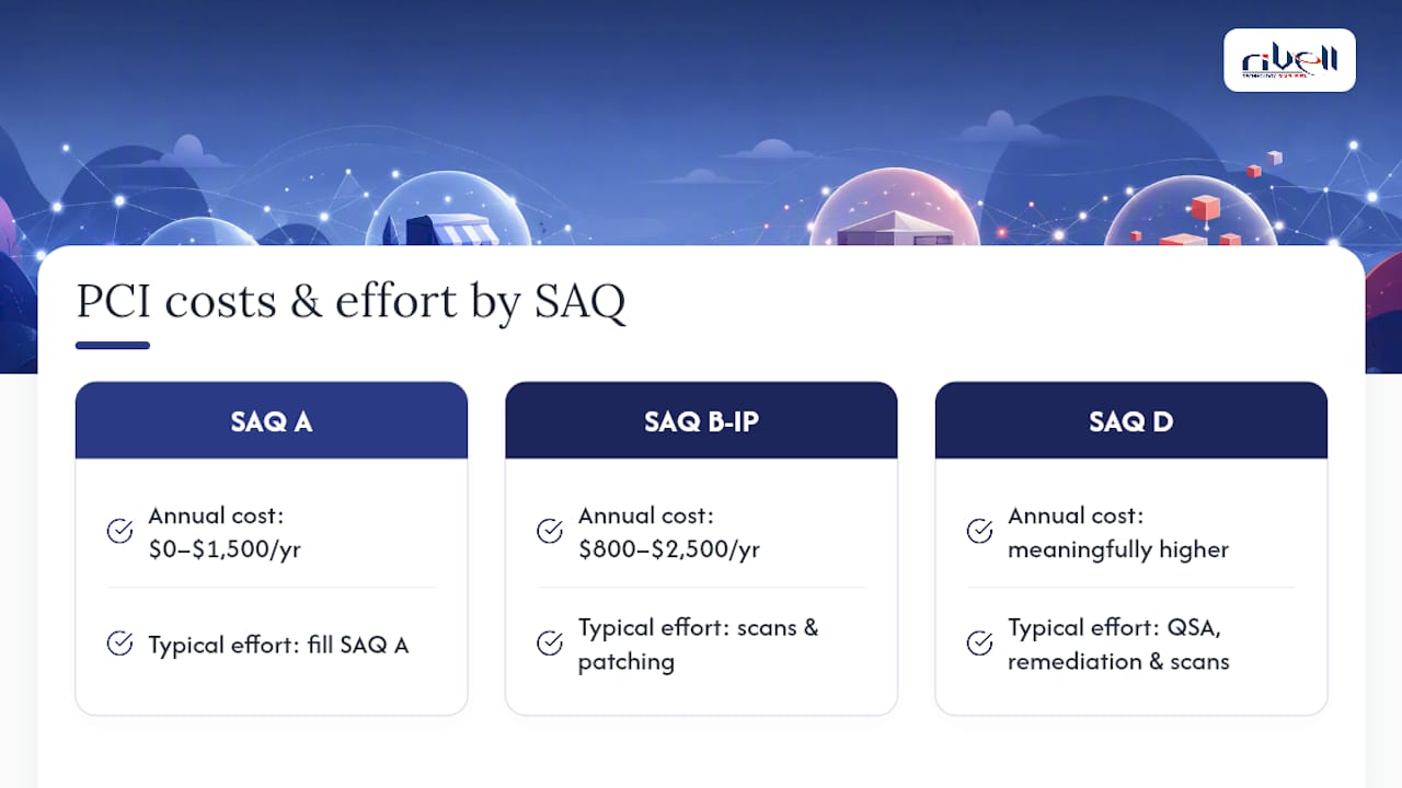 Diagram comparing PCI compliance costs by SAQ type