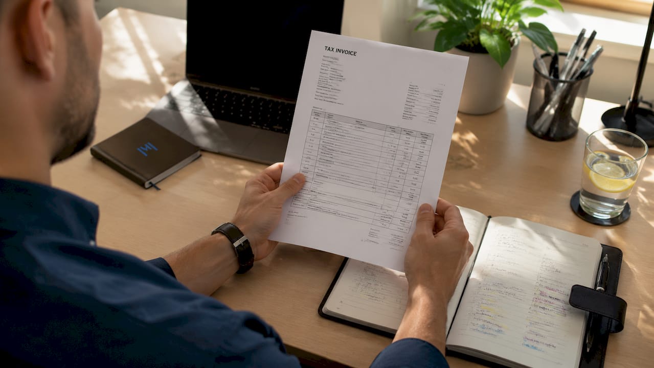 Hands holding Australian invoice for AI extraction