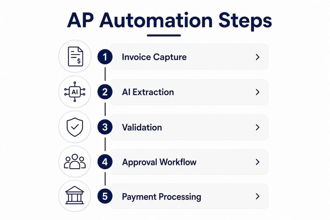 Infographic illustrating accounts payable automation steps