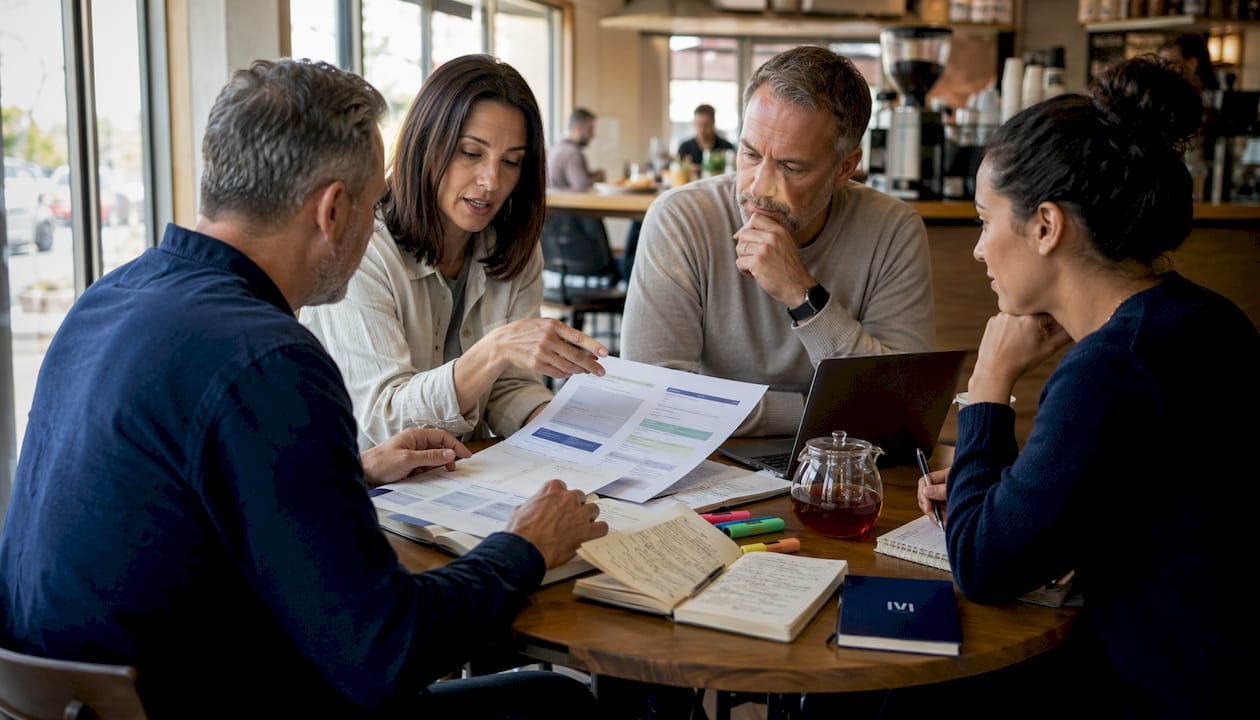Team reviewing CPQ software comparison charts