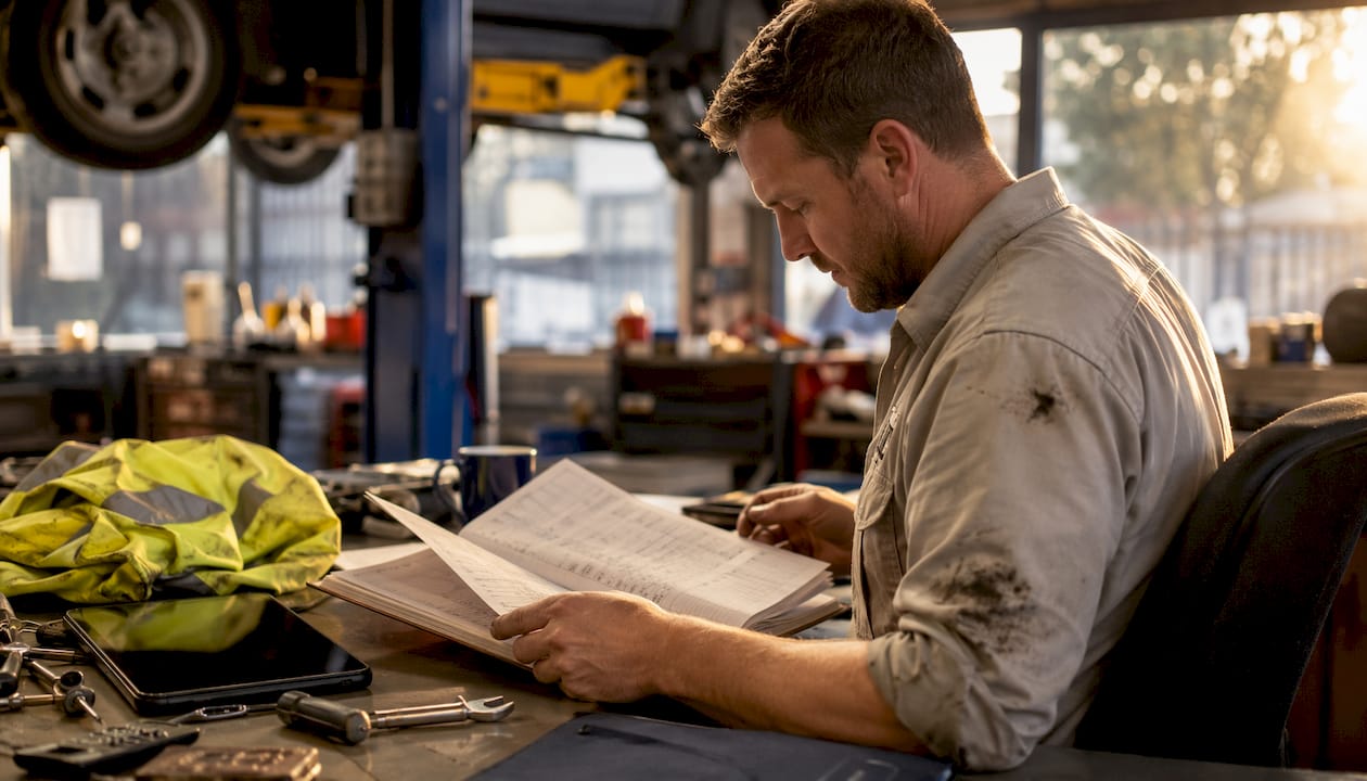 Workshop supervisor managing service system app