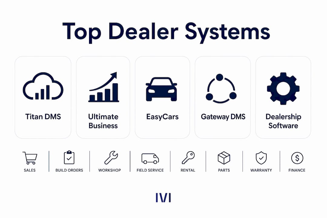 Infographic showing top dealer management systems ranked