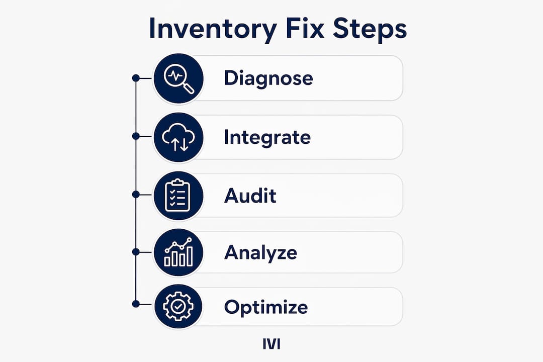 Infographic outlining 5 key steps to fix dealership inventory