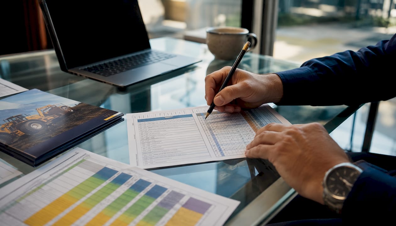 Hands auditing inventory documents and spreadsheets