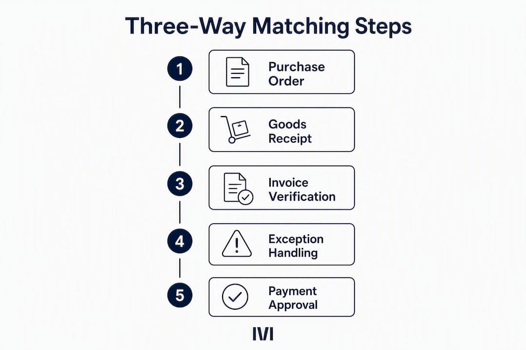 Infographic illustrating steps of three-way matching process