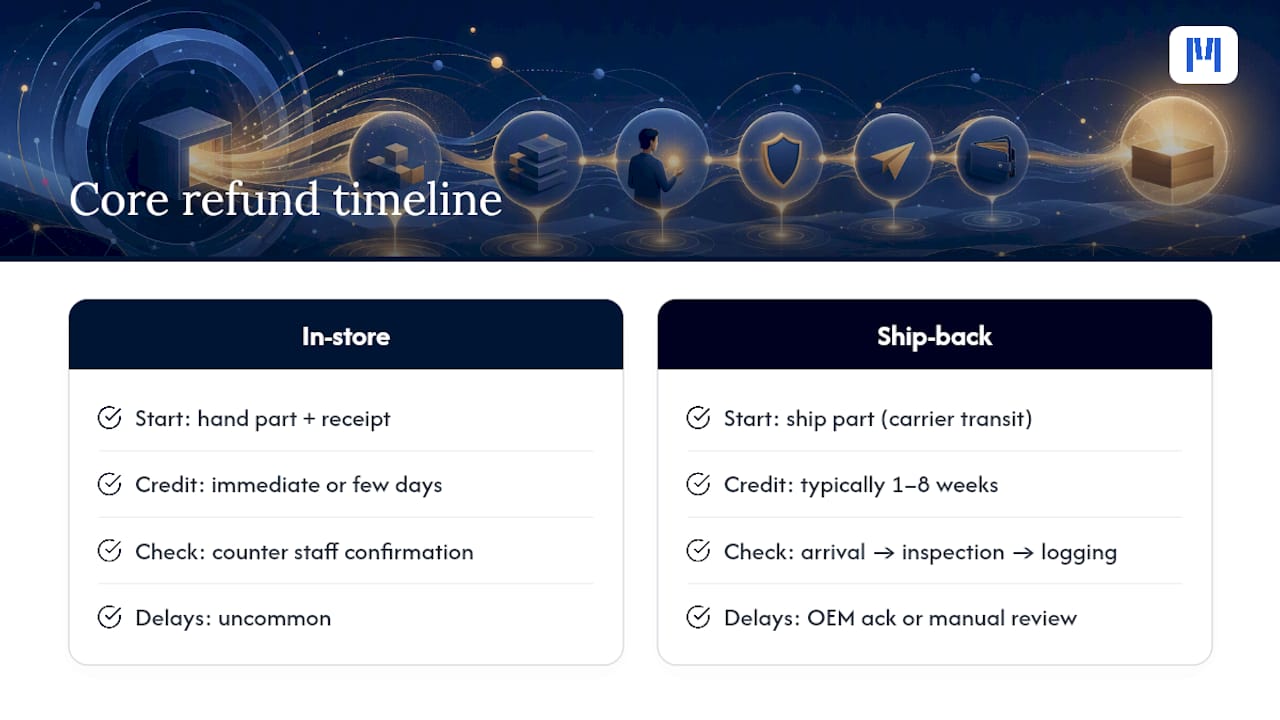 Core return refund timeline from receipt to credit