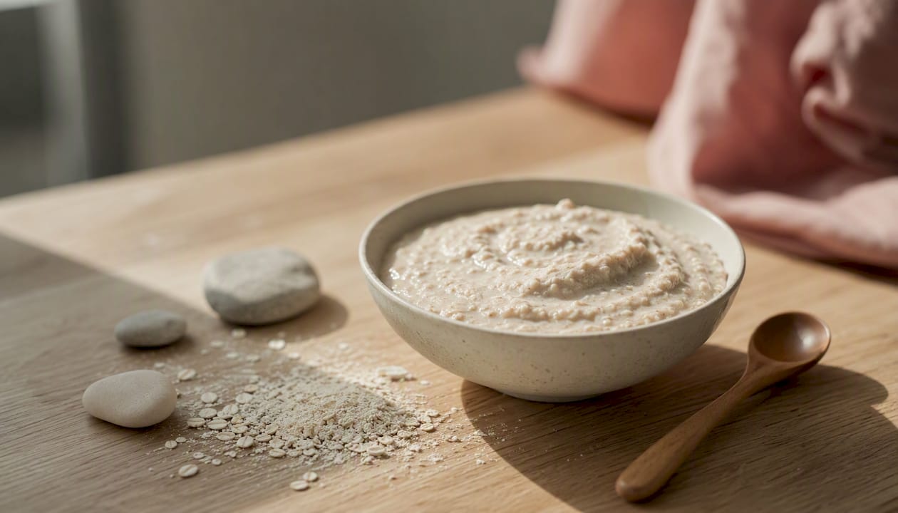 Bowl of colloidal oatmeal for skin soothing