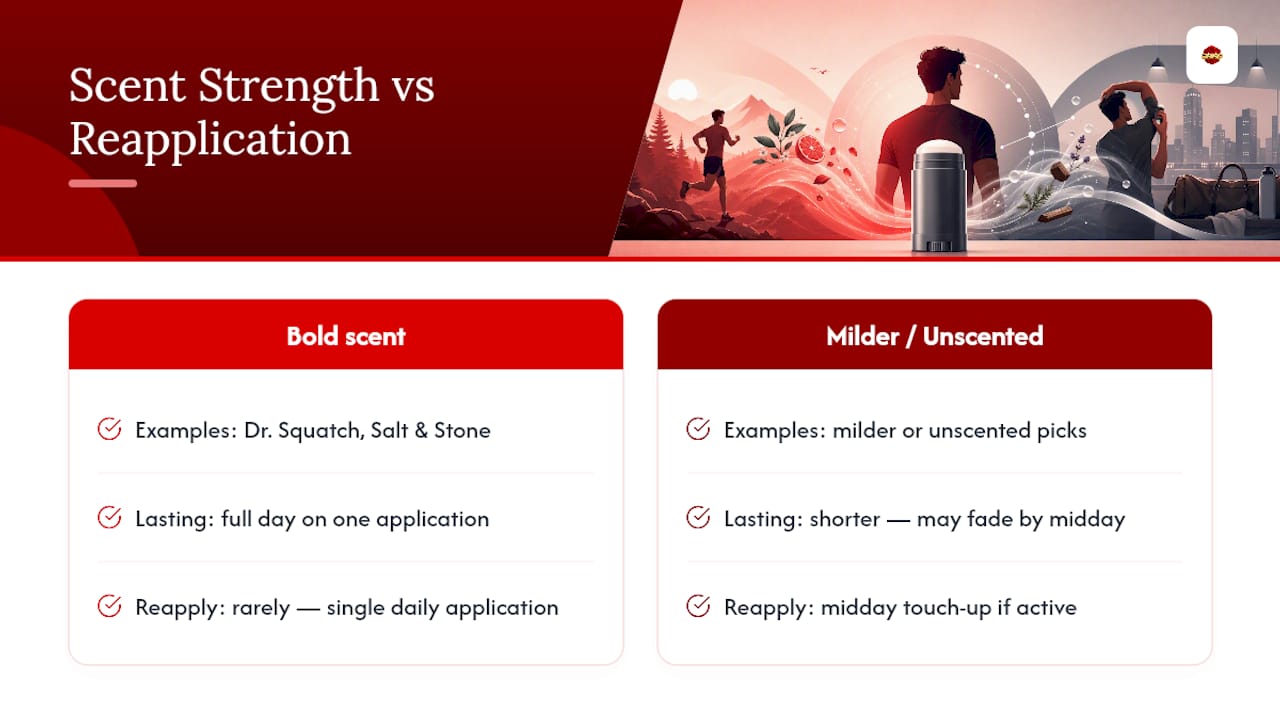 Diagram showing deodorant scent strength versus reapplication timing