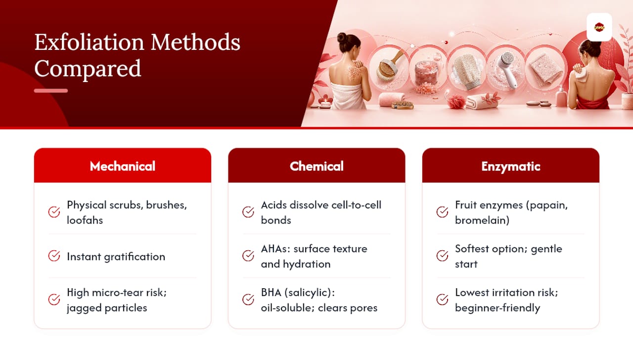 Comparison diagram of exfoliation types