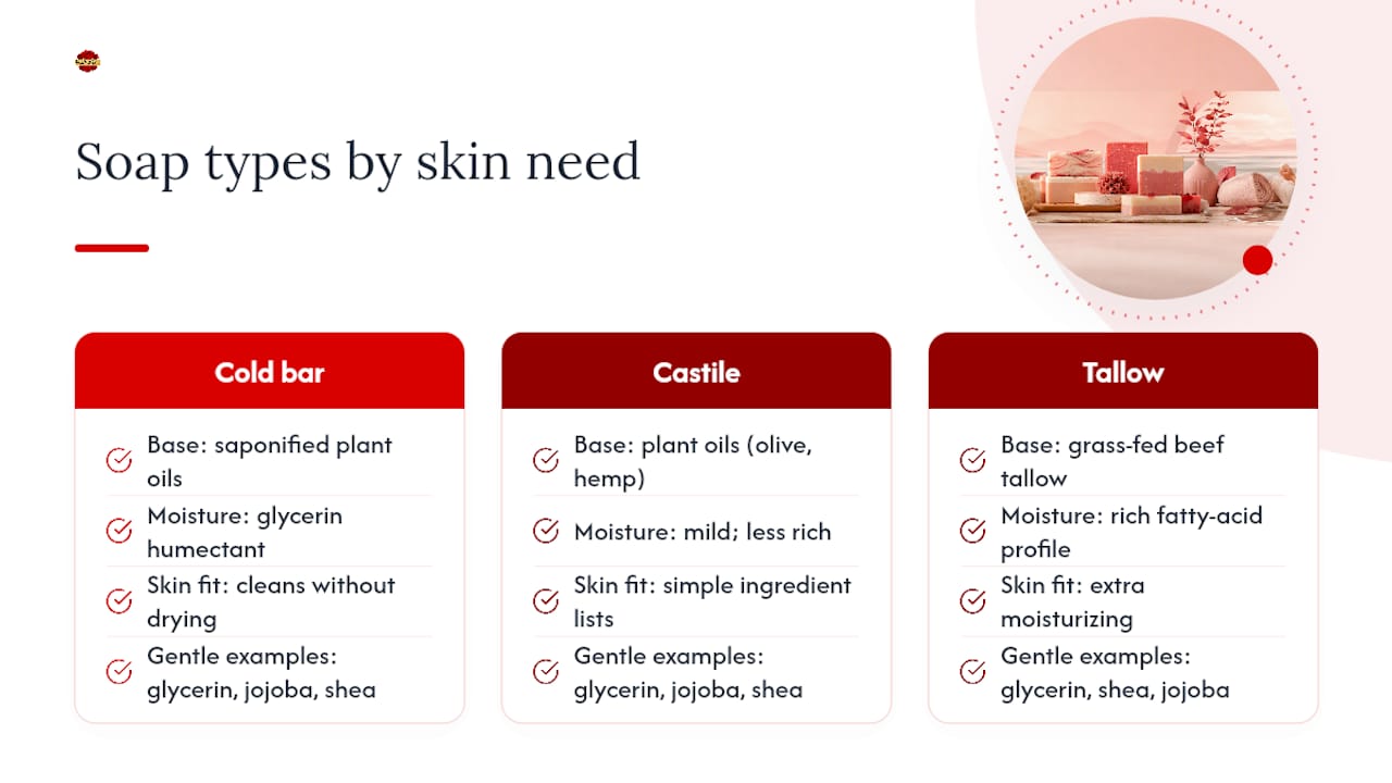 Comparison of soap types and skin needs
