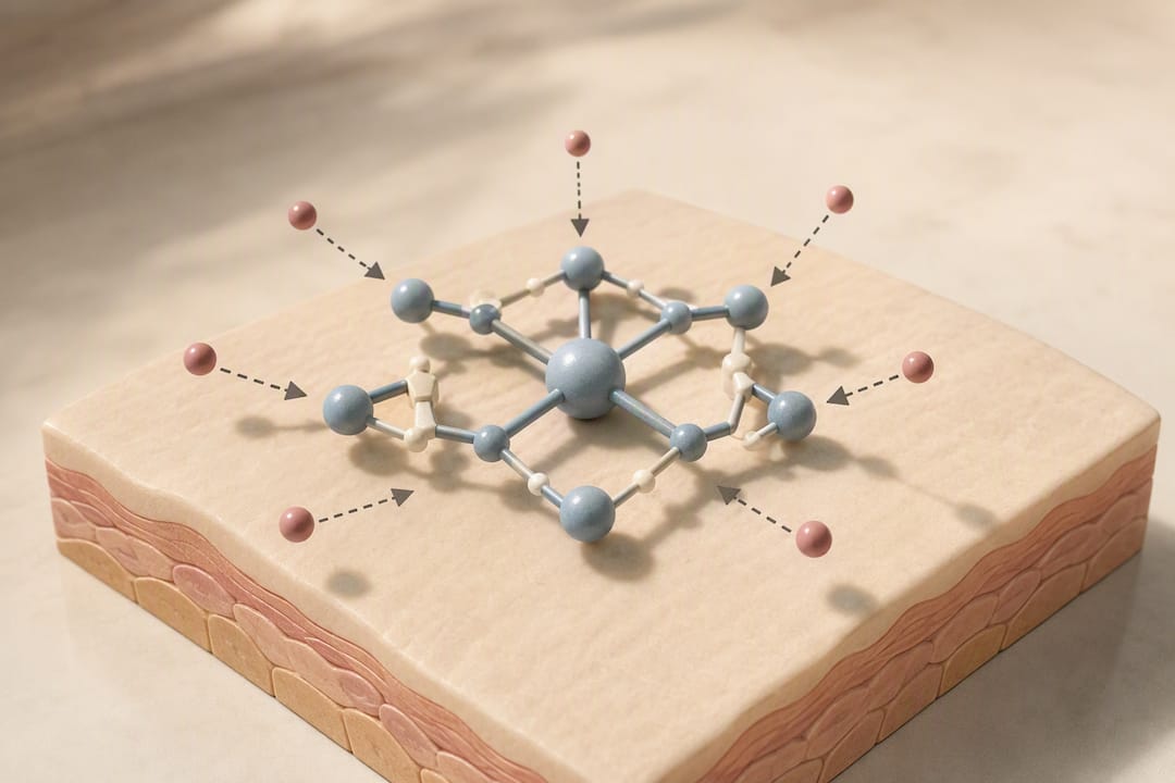 Illustration of zinc ricinoleate capturing odor molecules